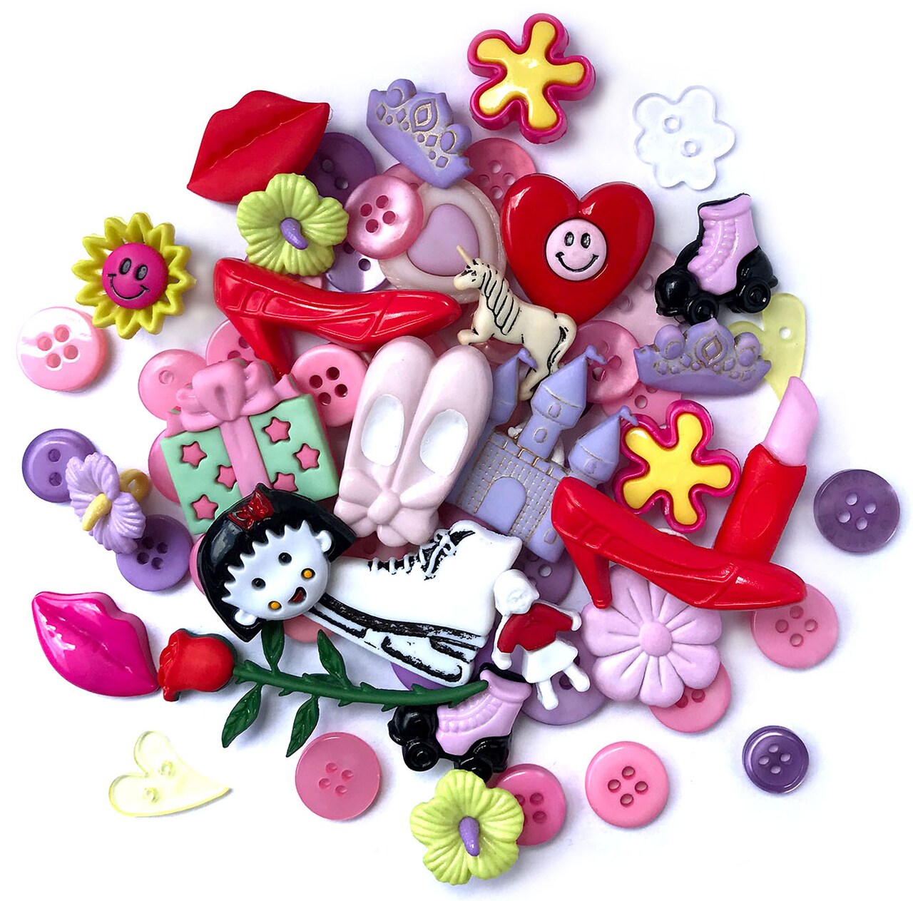 Buttons Galore and More 50+ Novelty Buttons for Sewing &#x26; Craft &#x2013; Girl Theme Buttons